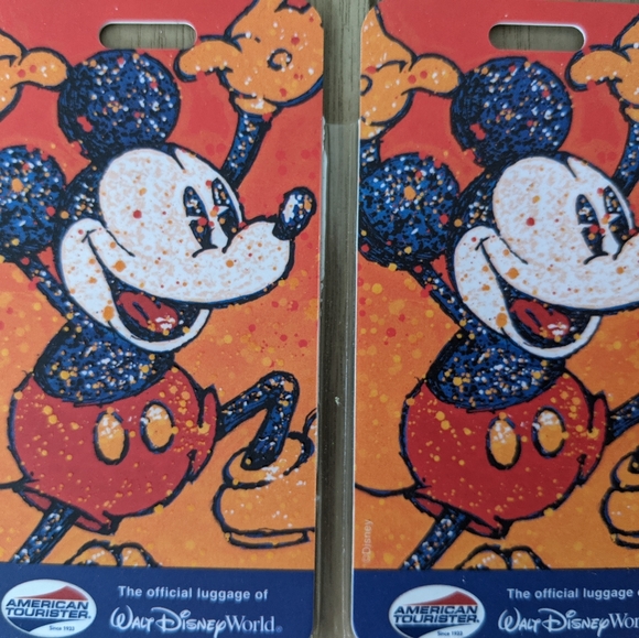 Vintage American Tourister Disney Mickey Mouse Luggage Tags Set of Four - Picture 2 of 3